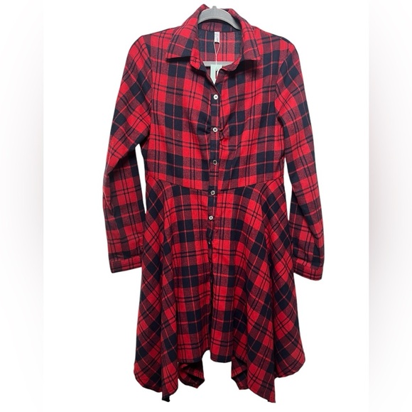 Plaid Handkercheif Hem Dress - Picture 1 of 7